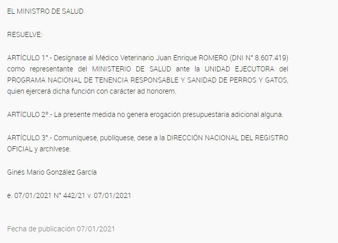 Nombramiento Dr Romero