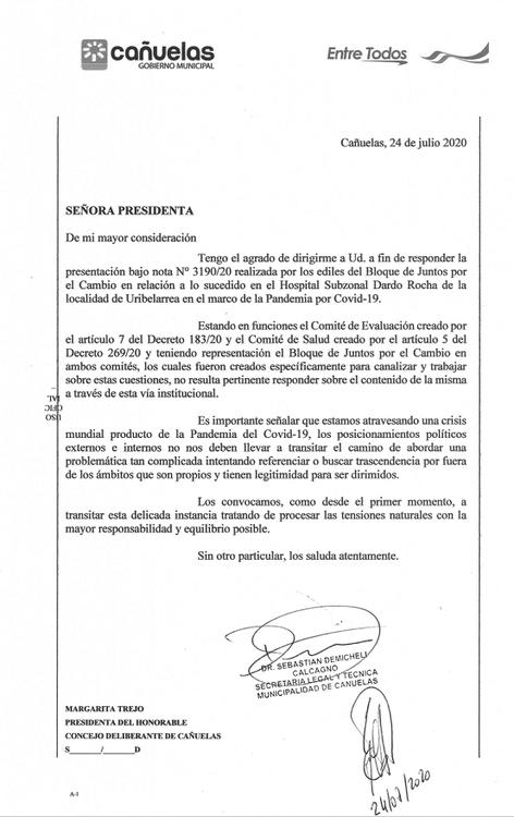 Nota Cambiemos rechazando