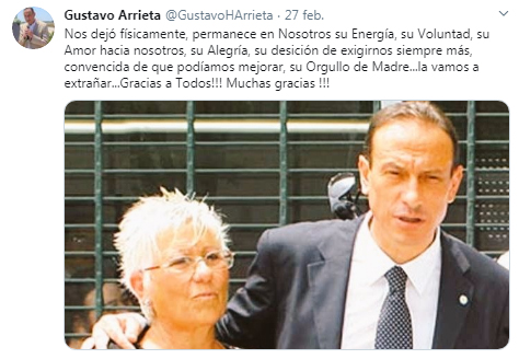 Tweet Arrieta madre