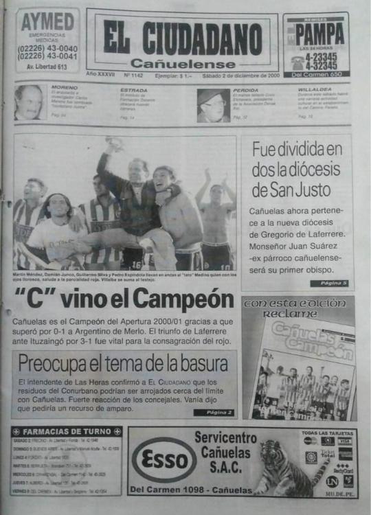 anuario futbol de la c CA+æUELAS CAMPEON TAPA DIARIO