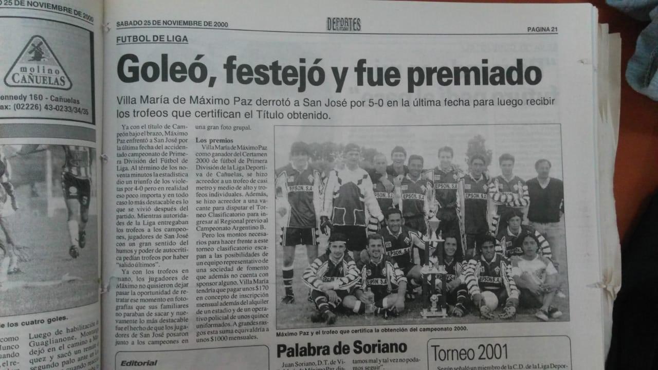 anuario villa maria campeon 2000 detalle foto