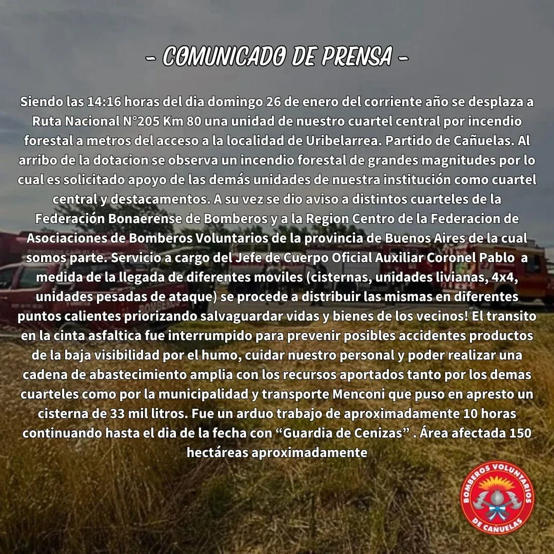 COMUNICADO DE PRENSA - AGRADECIMIENTOS